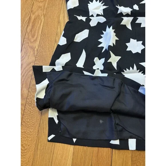 Saint Laurent Paris 2014 Black White Geometric Dress Silk Cocktail Formal FR40 S